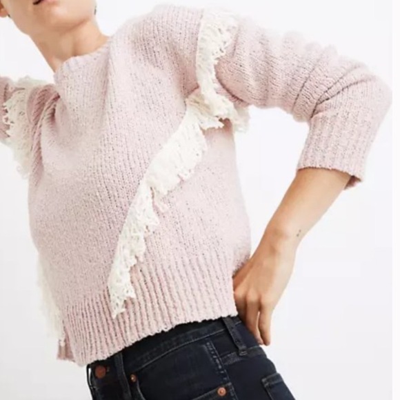 Madewell Montford Fringe Knit Sweater Size Medium - Picture 1 of 12